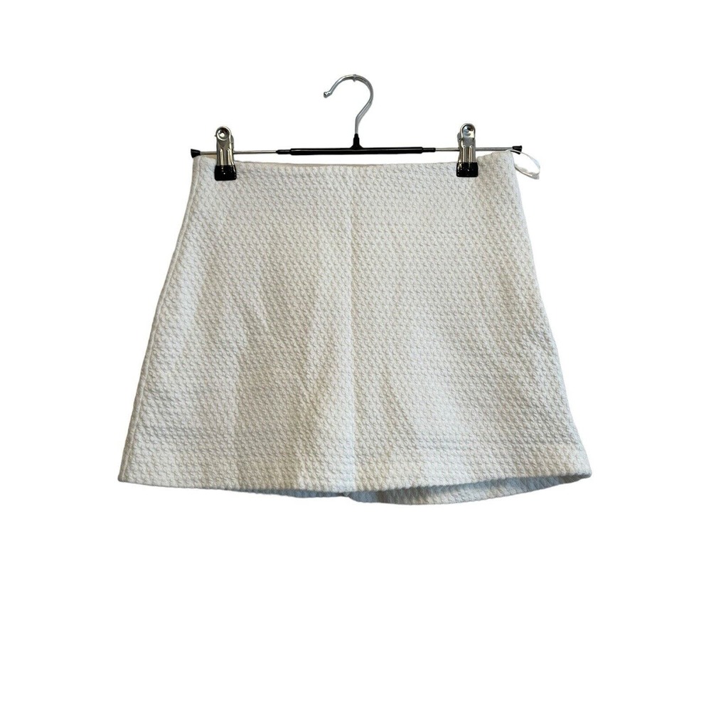 Zara Textured Quilted Mini Skirt Skort Size Small Shorts White A-line Flare